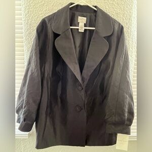 NWT Emma James Plus Size Womens 3x Black Button Up Blazer Jacket